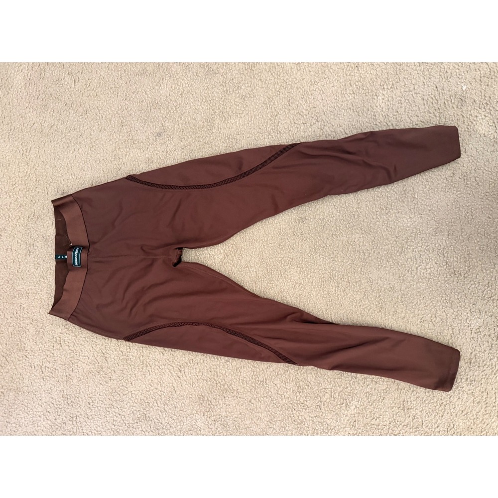 Savage X Fenty Brown Mesh Trim High Waisted Leggings Activewear Size XS